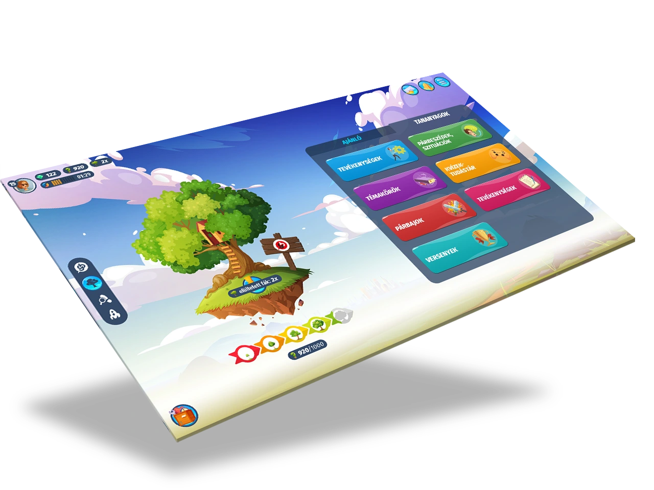 Games for Business platform screenshot - Dashboard recommendation