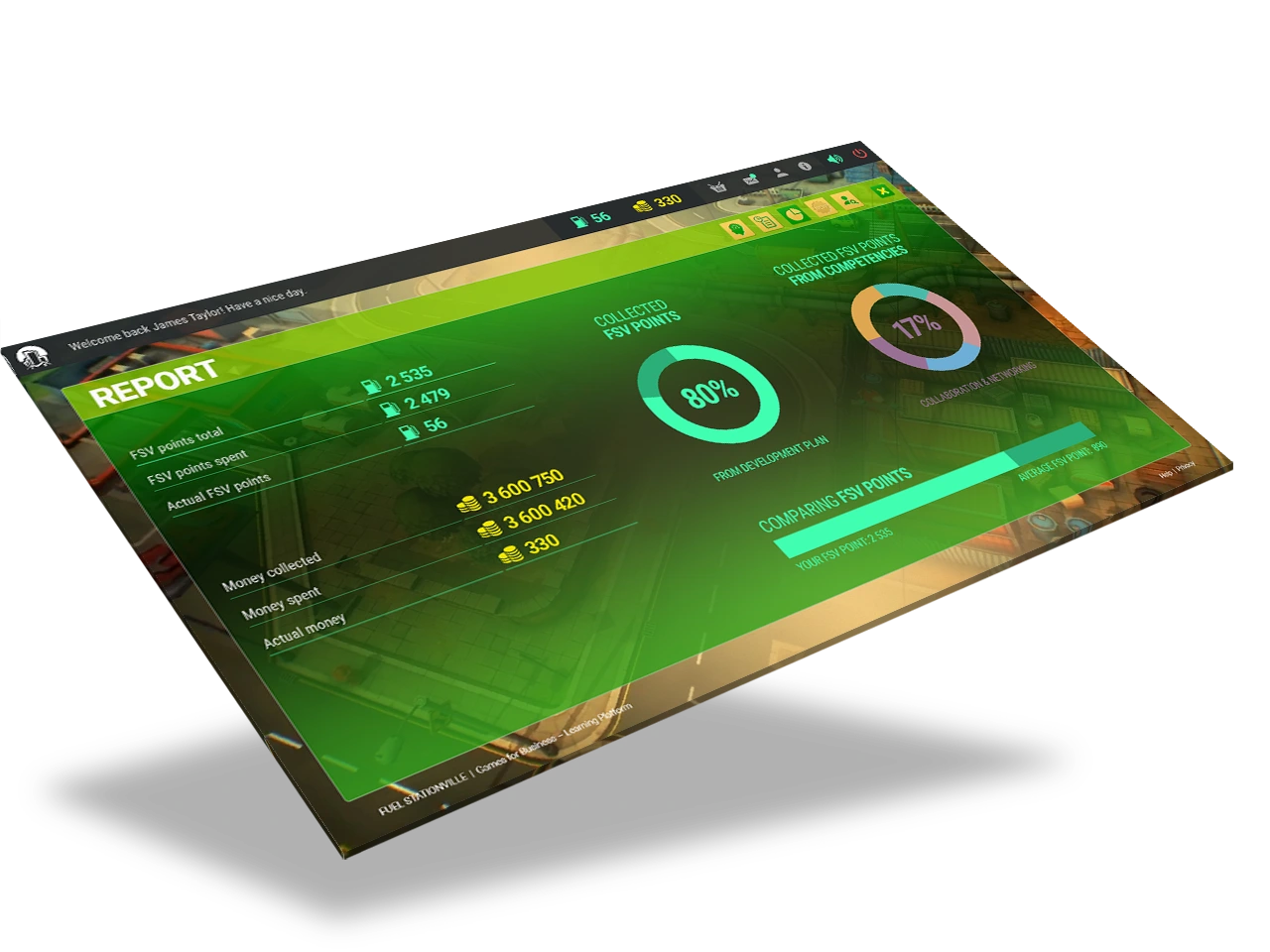 Games for Business platform screenshot – Fuel Station Ville 2