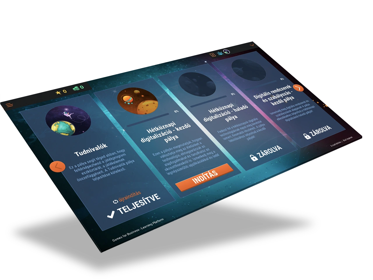 Games for Business platform screenshot – Digital Galaxy 2