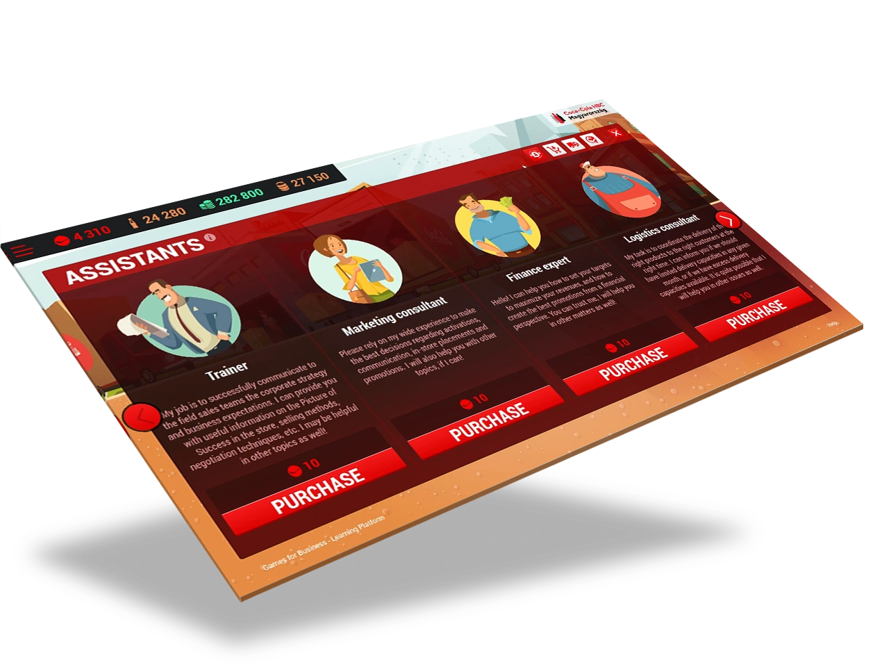 Games for Business platform screenshot – Revenuepoly 2